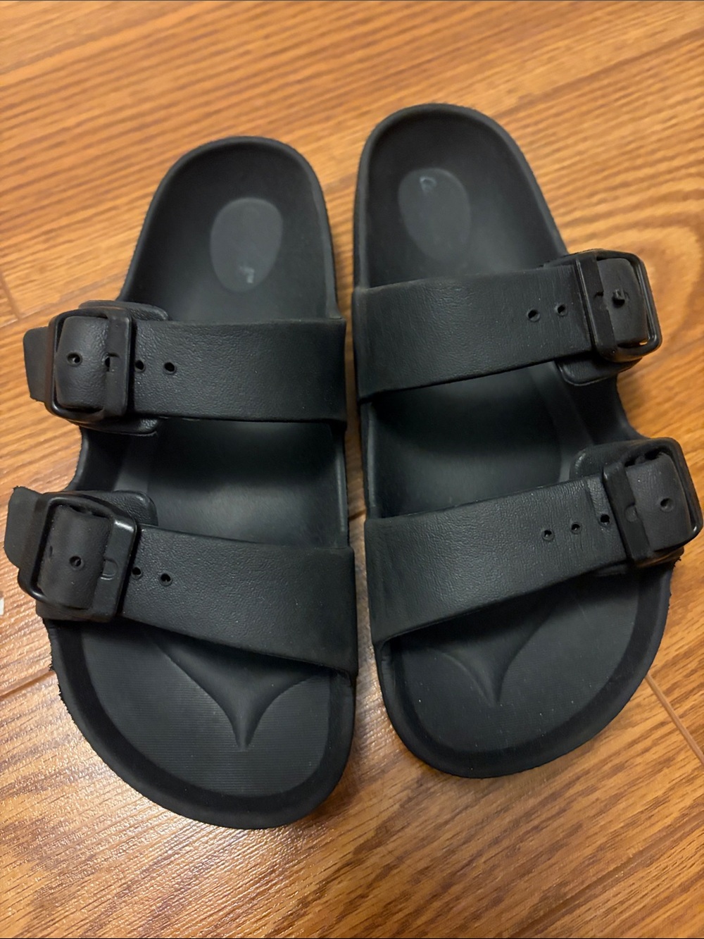 Cat & Jack Black Double-Band Buckle Slide Sandals